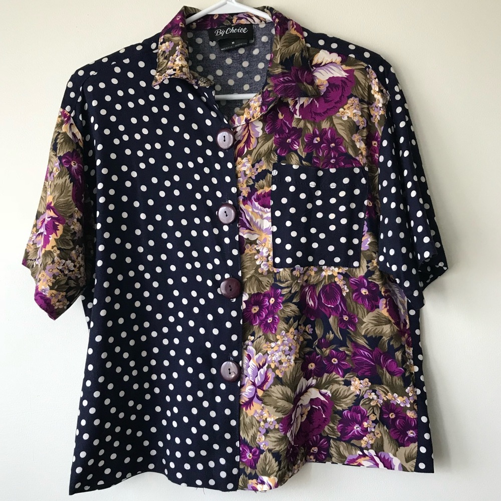 Vintage Navy and Purple blouse